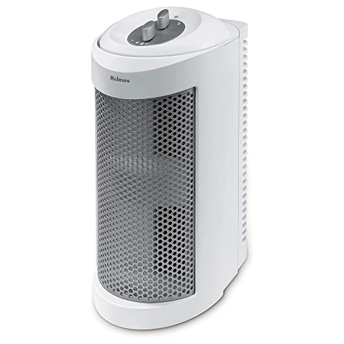 Holmes True HEPA Allergen Remover Mini Tower Air Purifier with Optional Ionizer | Small Space Air Purifier, White (HAP706-NU-1)