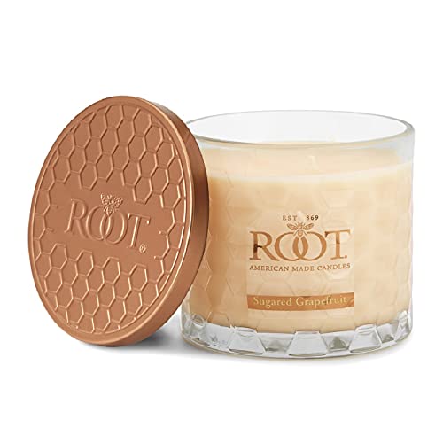 Root Candles Scented Candles Honeycomb Glass Premium Handcrafted Beeswax Blend 3-Wick Candle, 12-Ounce, Sugared Grapefruit